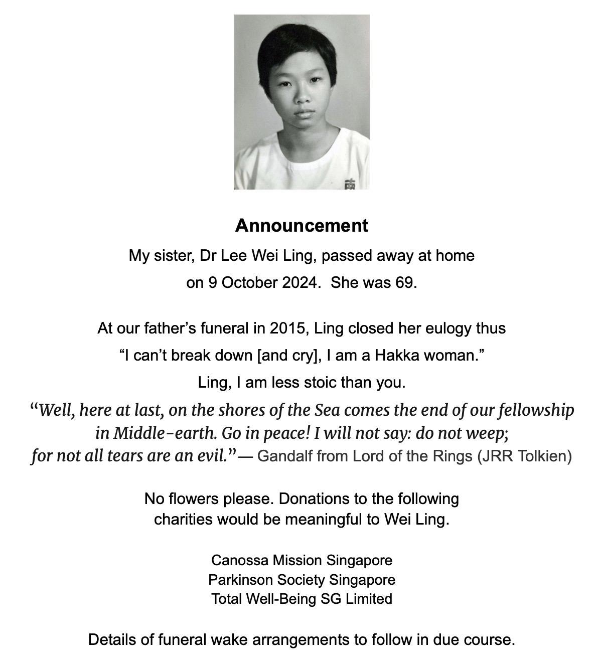 李瑋玲的弟弟李顯揚9日在臉書貼出訃告。(圖/翻攝自李顯揚臉書)
