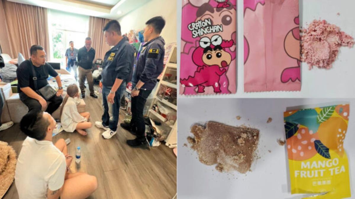 泰國警方本月5日上午突襲民武里1所民房，逮到3名台灣籍人士、1名泰籍女子並搜出大量毒品。（圖／翻攝自Khaosod）