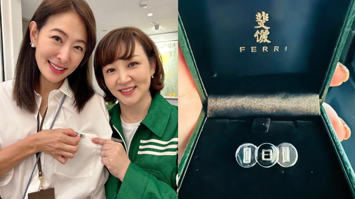 郁方（左圖右）特別訂製黑瑪瑙打造的珠寶送給賈永婕。（圖／翻攝自賈永婕的跑跳人生臉書）