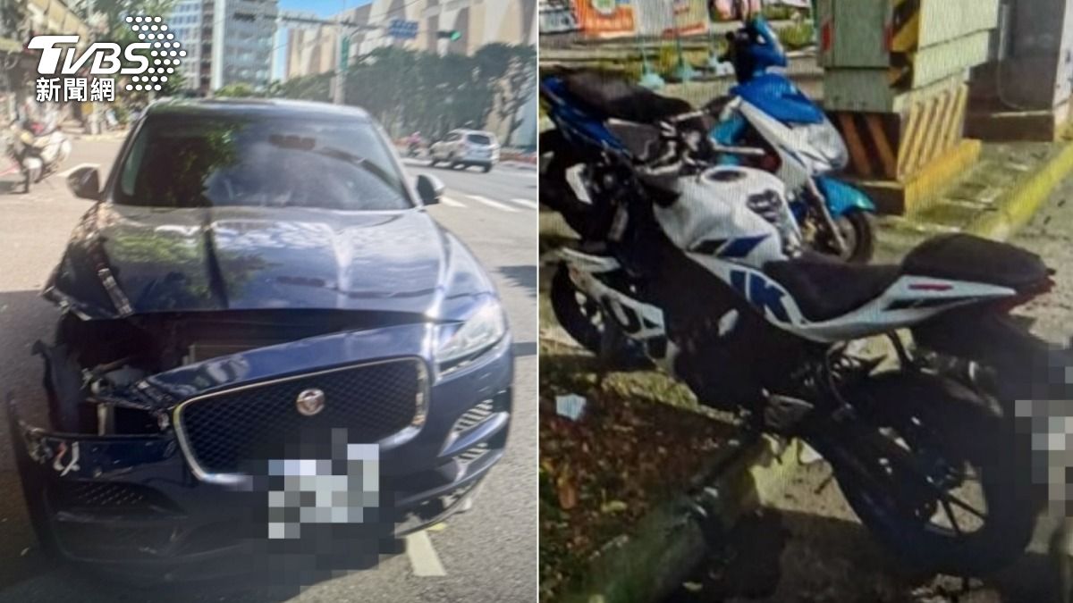 機車路口對撞迴轉汽車。(圖/TVBS)