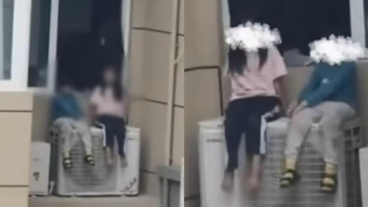 吵架氣老公!陸女逼2孩「坐23樓冷氣室外機」 驚悚畫面瘋傳