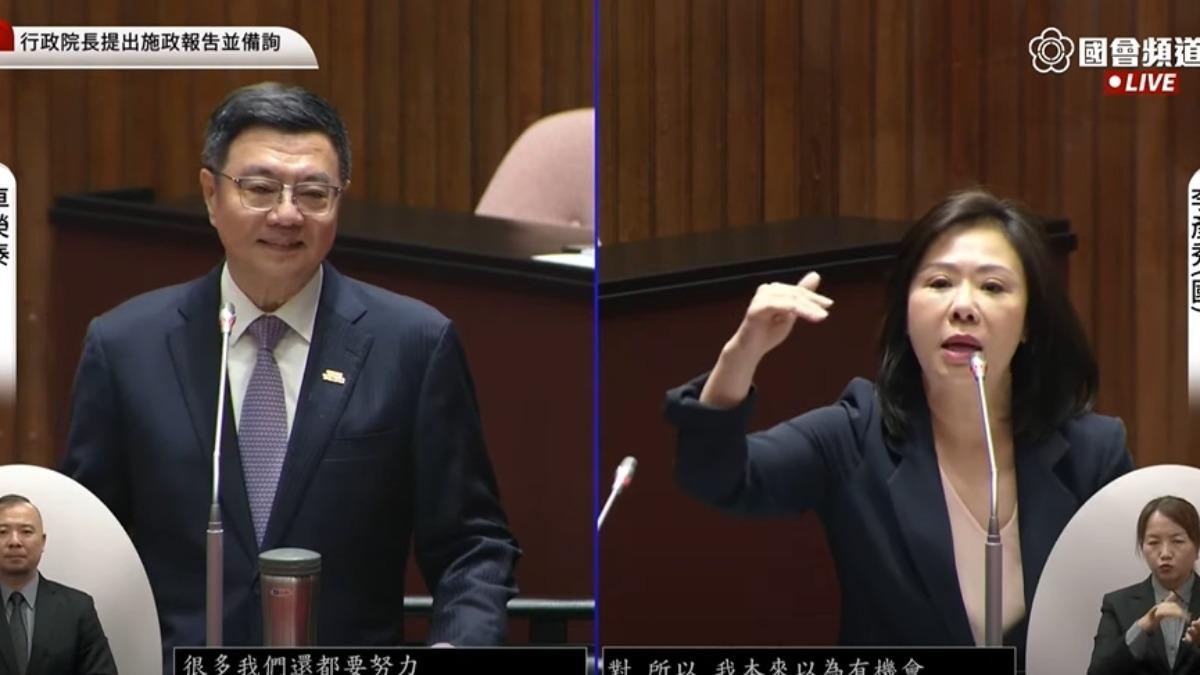行政院長卓榮泰、國民黨立委李彥秀。(圖/翻攝自國會議事轉播頻道)