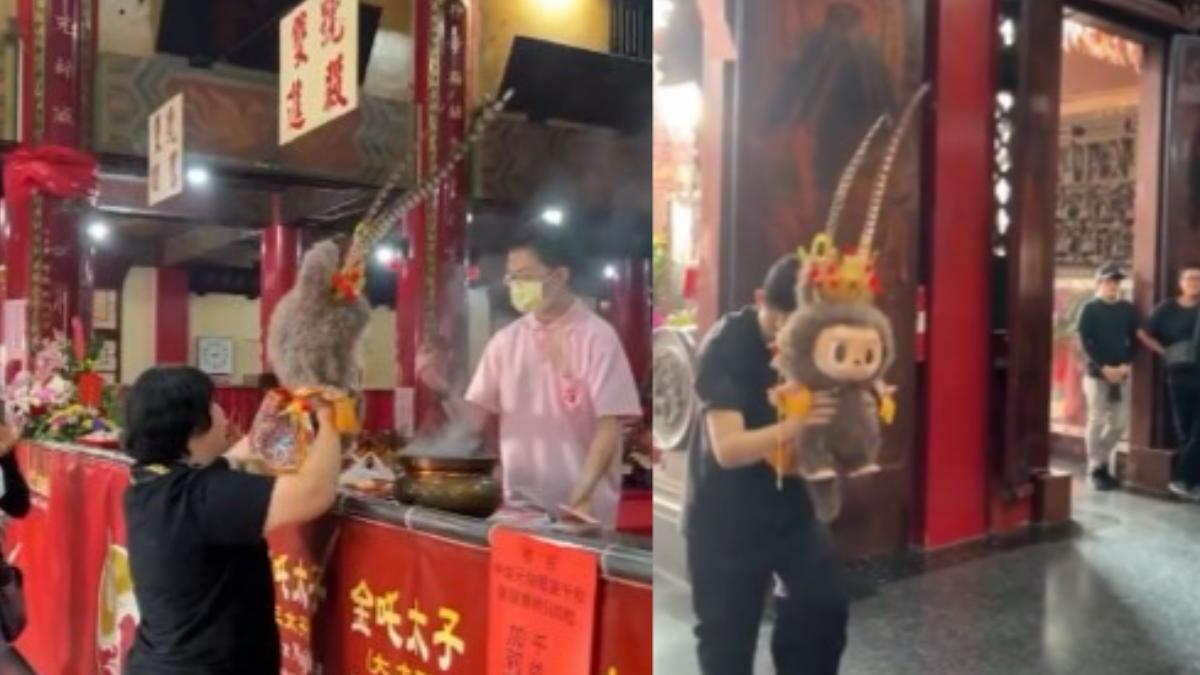 信徒拿玩偶Labubu當三太子進香！　民眾看傻：連神明都敢戲