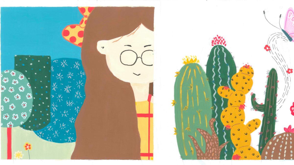 陳怡蓉把6歲女兒畫進作品。(圖/聖緹雅醫療集團提供)