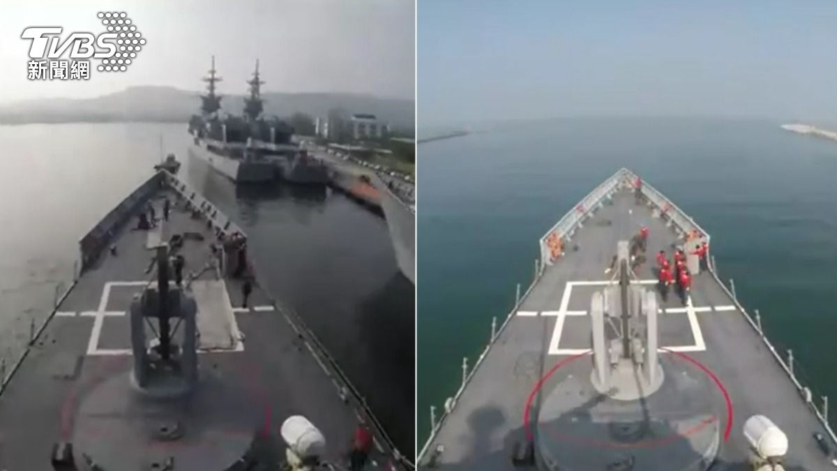 中國海警船闖入限制水域，國防部公布巡防船艦緊急出港的畫面。（圖／TVBS）