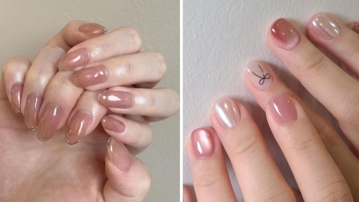 芭蕾粉棕。(圖/翻攝自IG@nailist_tamie(左),invely_nail(右))