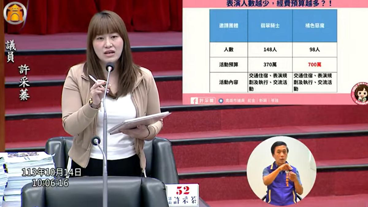 相較於翡翠騎士，橘色惡魔經費幾乎多出兩倍。（圖／翻攝自高雄市議會）