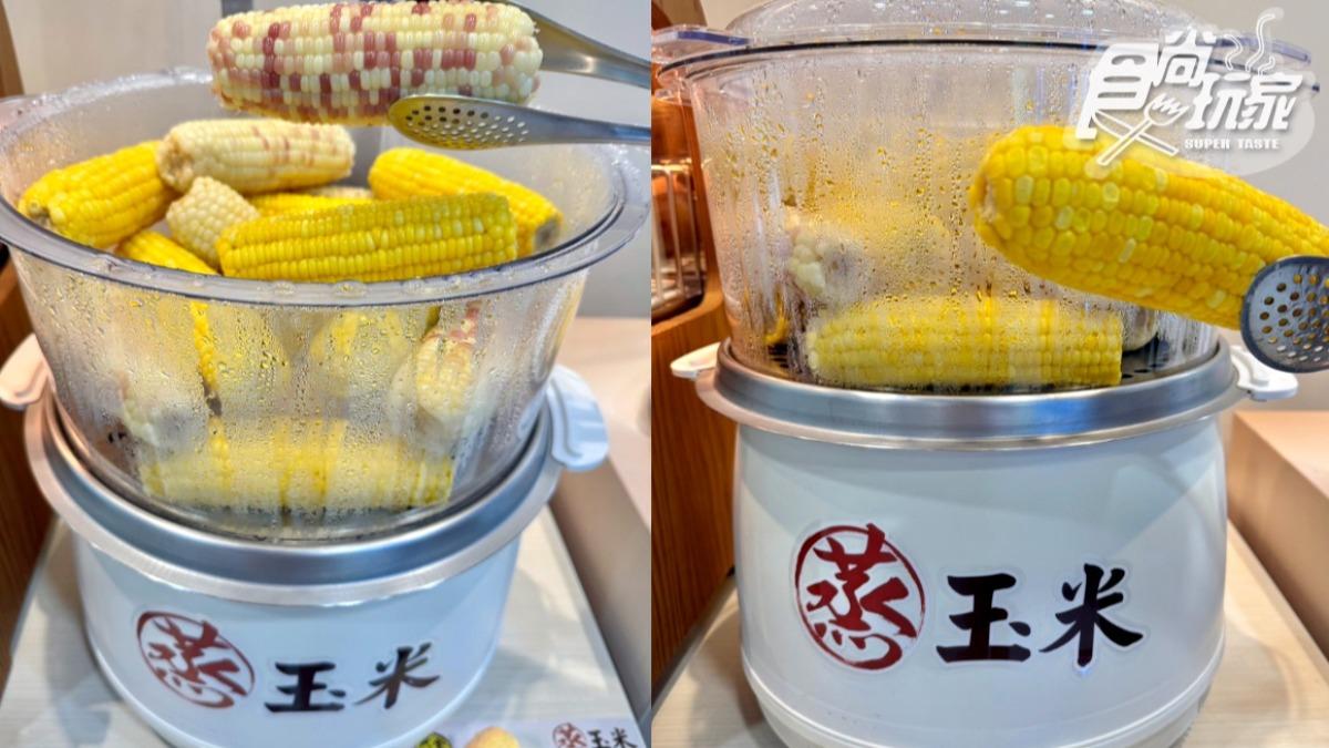 小七獨家引進全新的透明外蓋,有「蒸黃金玉米」和新推出的「蒸糯玉米」同步吃。(圖/陳倍玉攝)