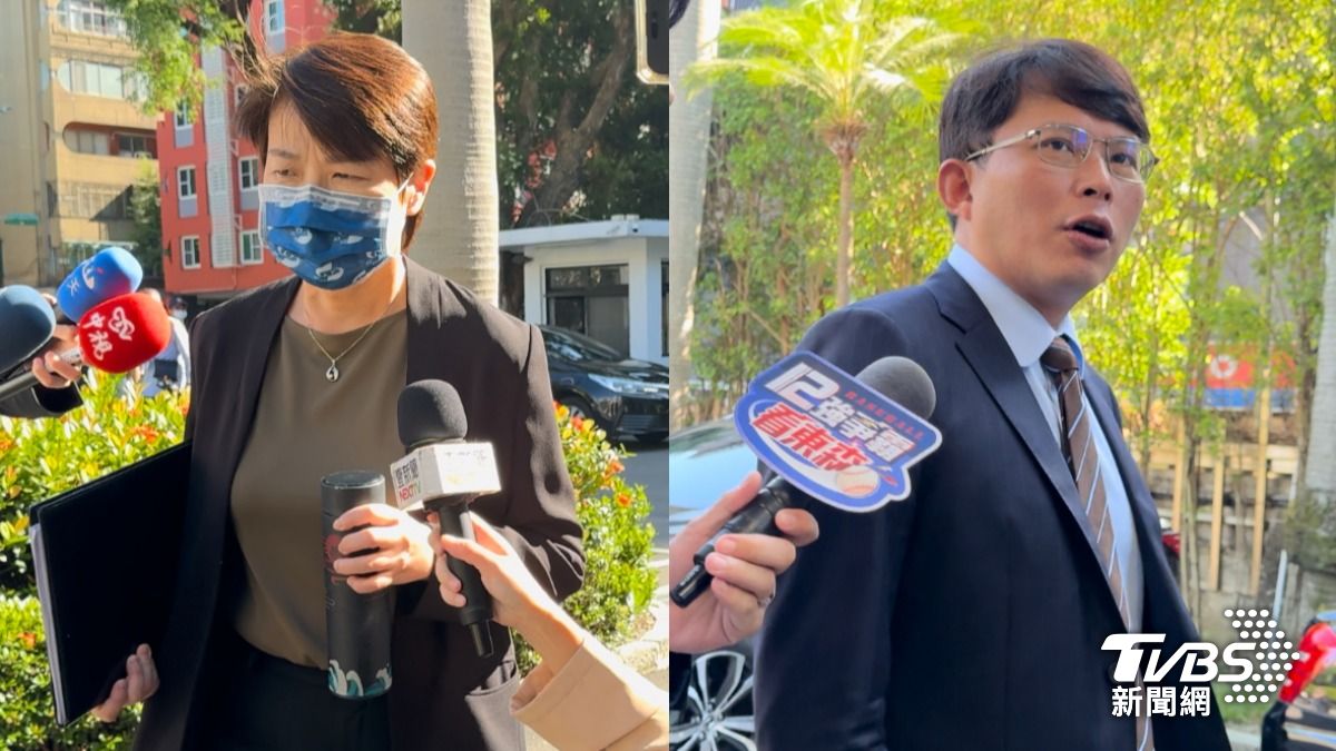 民眾黨立委黃珊珊、黃國昌今早前往議場。（圖／劉庭宇攝）