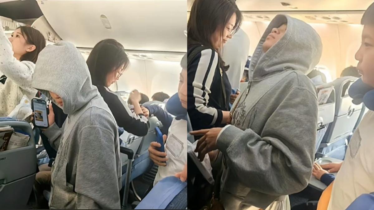 全紅禪在飛機上相當低調。（圖／翻攝自小紅書）