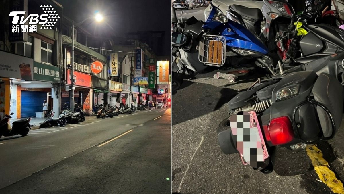 翁男酒駕肇事撞倒整排機車,共有26輛機車遭波及。(圖/TVBS)