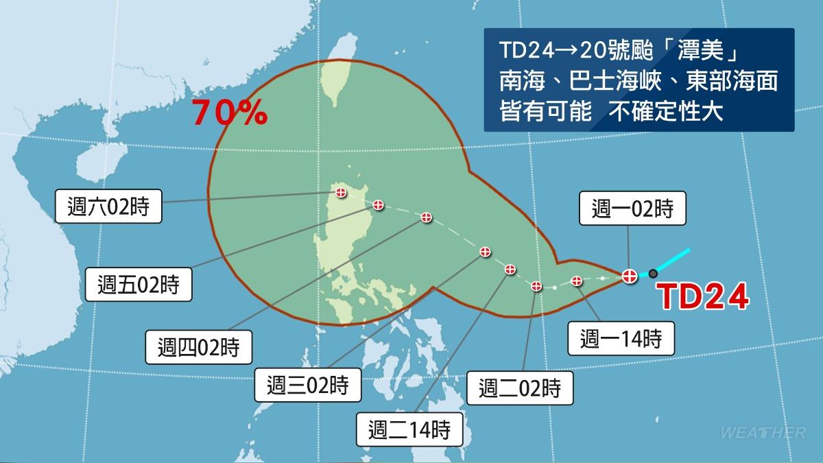 天氣/輕颱「潭美」將生成!明起雨彈襲 各國預估路徑曝