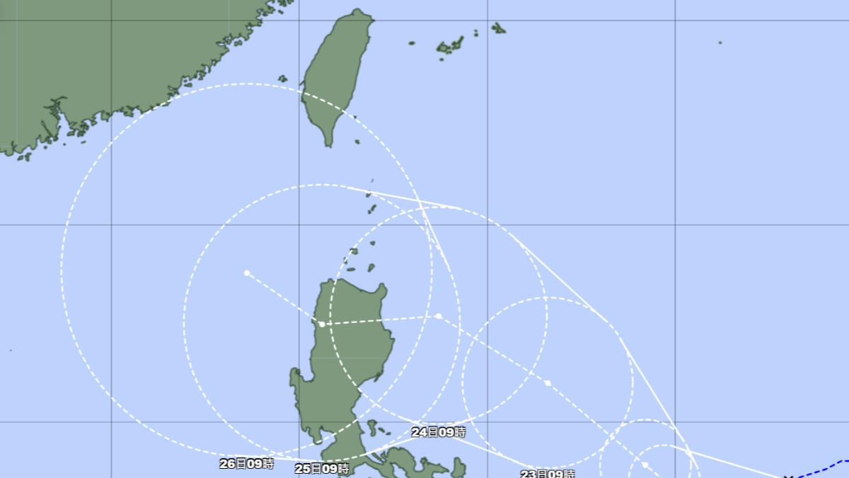 日本氣象廳預測，潭美颱風生成後，26日將最靠近台灣。（圖／翻攝自日本氣象廳）