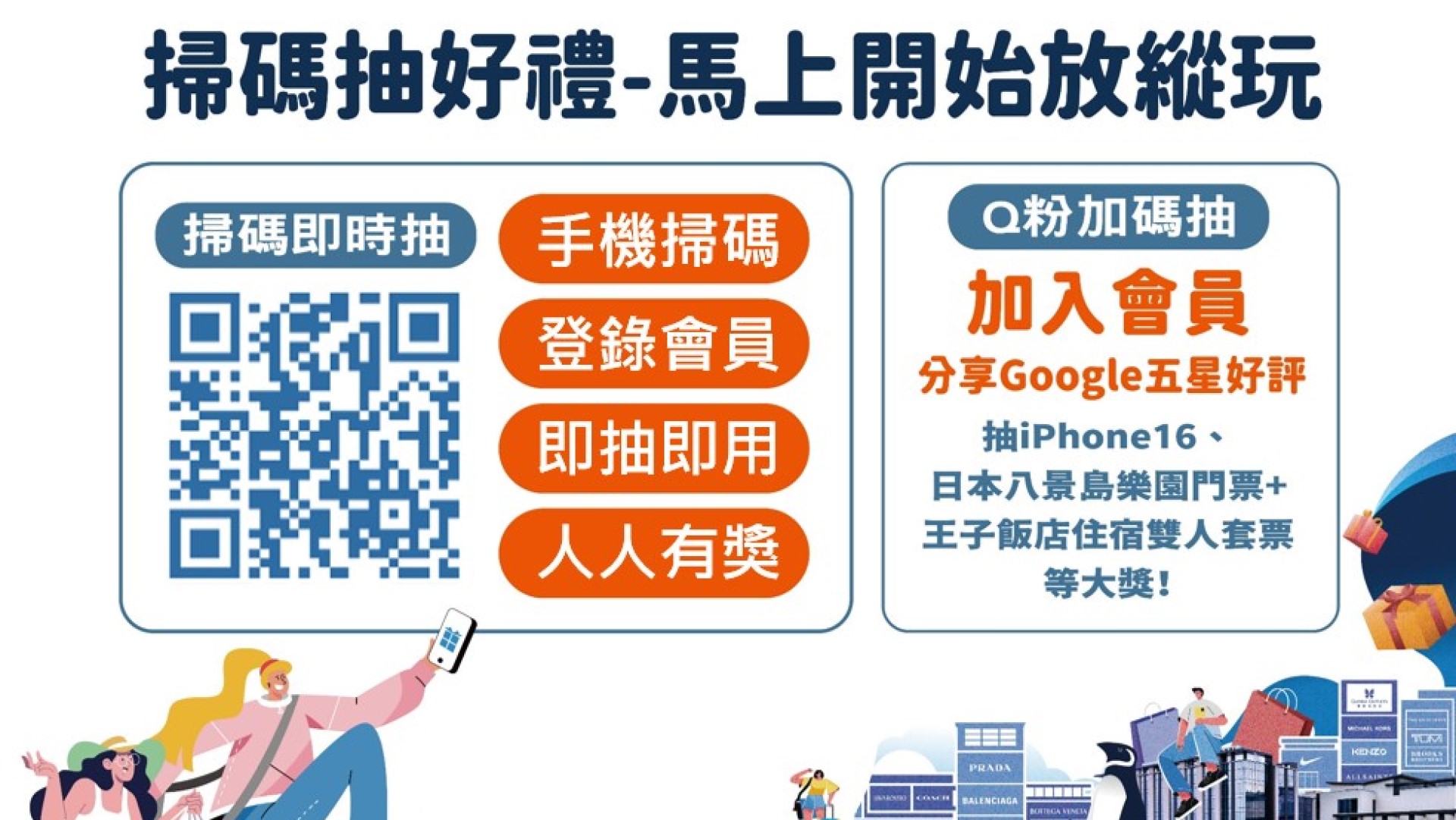 2024桃園Q 先抽獎再來玩!人人有獎(限量)!立即掃碼抽好禮 百萬獎項等著你!