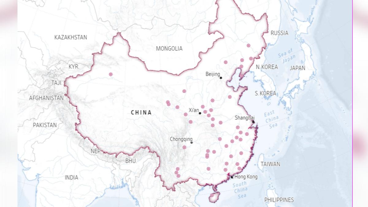 中國的飛彈旅大多部署在東部。(圖/翻攝自《華爾街日報》)