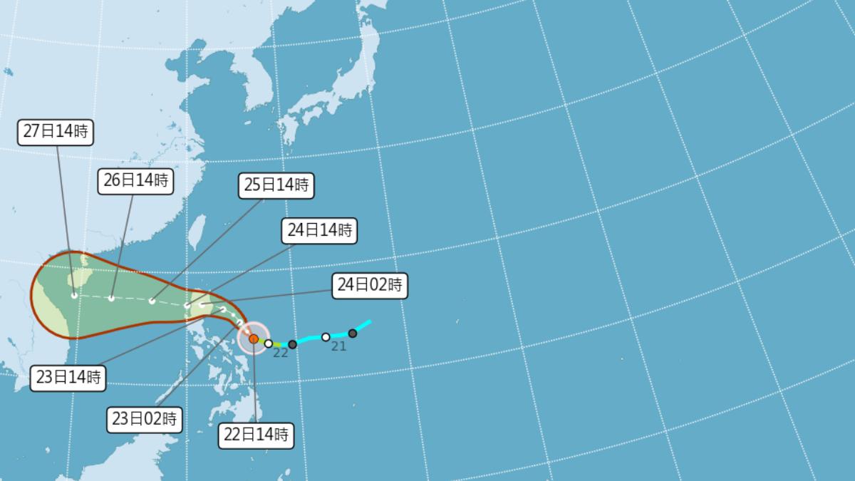 潭美颱風路徑。(圖/中央氣象署)
