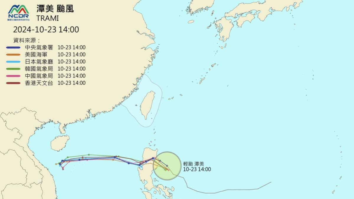 潭美颱風各國預測路徑。（圖／翻攝自NCRD）