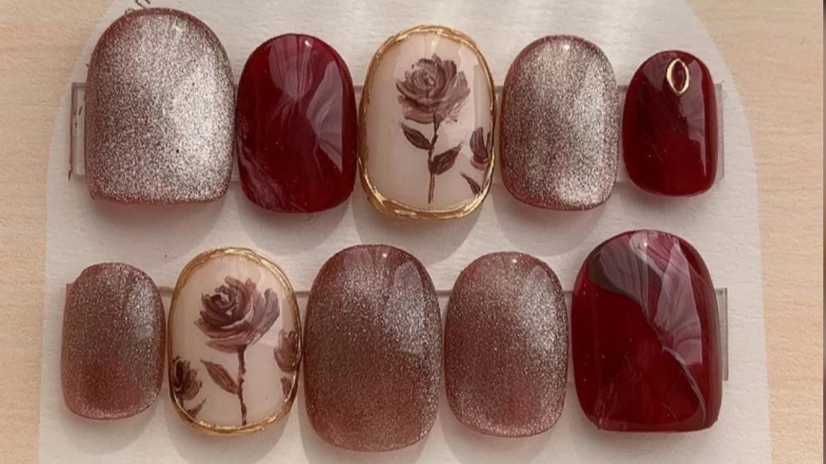 酒紅色美甲推薦。（圖／翻攝自IG@a.nailjam）