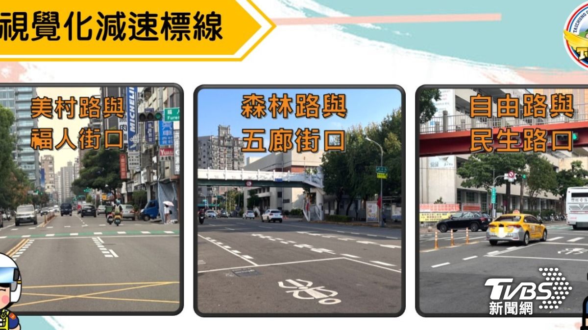 為了保護學童上下學安全,警方引入視覺化減速標線。(圖/TVBS)