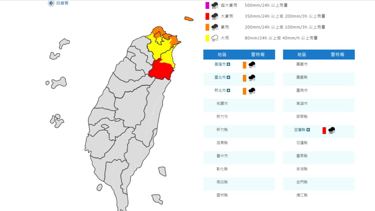 天氣/4縣市「局部大雨猛炸」!北台灣持續大雨 宜蘭山區恐豪雨
