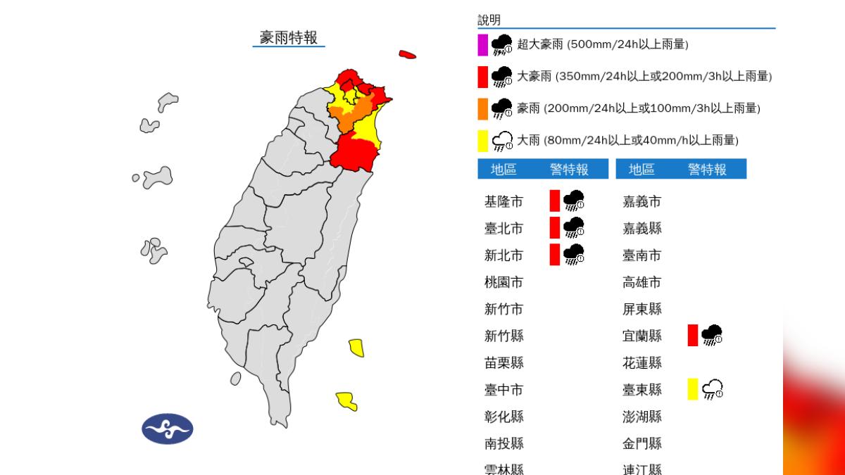 天氣/4縣市大豪雨警戒!東北季風+颱風外圍環流 留意短時強降雨