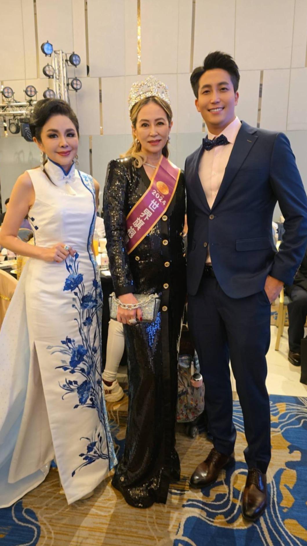 台灣世界旗袍文化推展聯合會總管理處執行長林品君(左起)、蔡麗娜、吳翔震合照。(圖/台灣世界旗袍文化推展聯合會提供)