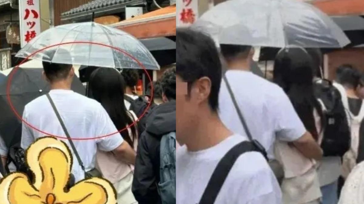有民眾在日本偶遇喬欣與賴柏霖。（圖／翻攝自微博）