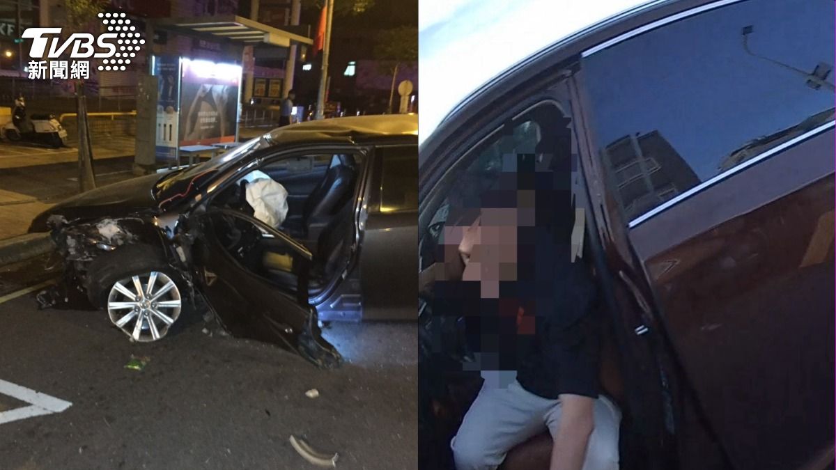 有片/台中連2酒駕!他撞捷運橋墩車頭粉碎 男「倒退嚕」想跑