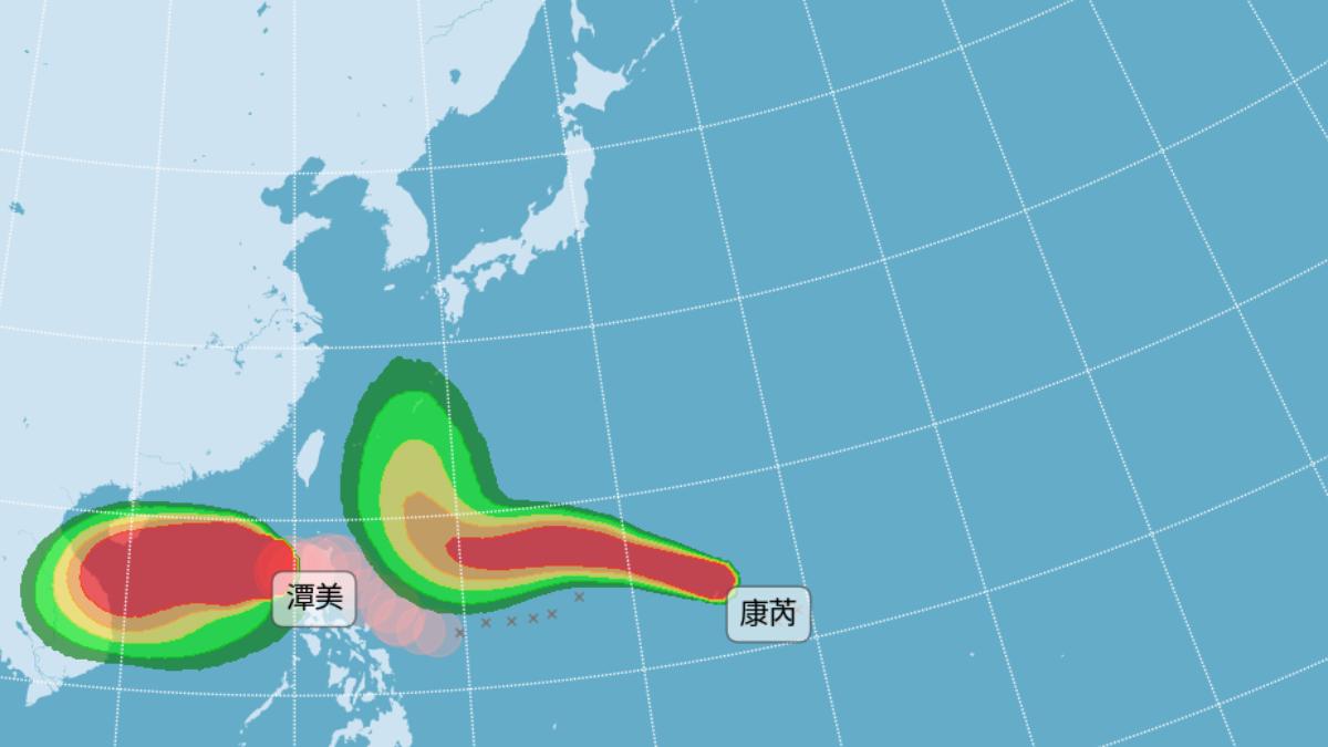 康芮、潭美雙颱在西北太平洋。(圖/氣象署)