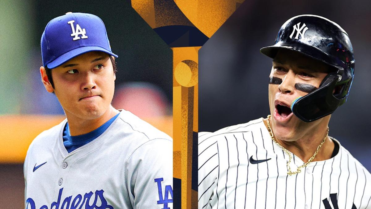 大谷翔平(左)和賈吉(右)在世界大賽對決。(圖/翻攝自X@MLB)