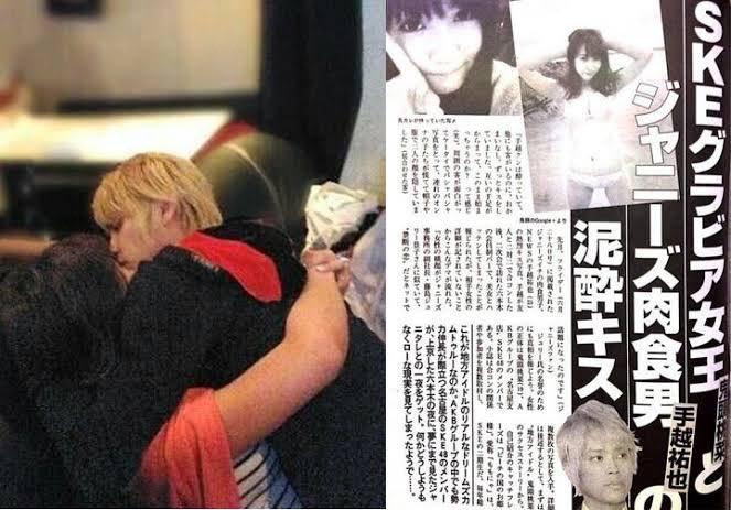 手越祐也過去曾被拍到和當時還是偶像的三上悠亞熱吻。(圖/翻攝自推特)