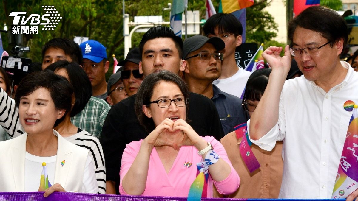 民進黨公職出席今下午同志大遊行,用行動力挺。(圖/胡瑞麒攝)