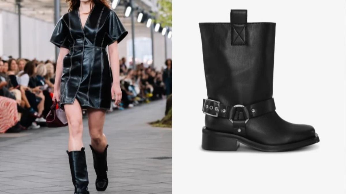 LYST Q3鞋類Top3 :GANNI Mid Shaft Biker Boot 騎士靴。(圖/翻攝自GANNI官網)