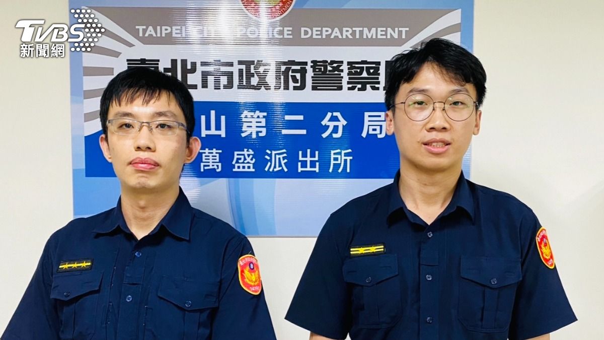 文山二分局萬盛派出所警員景暐傑、所長朱俊碩。(圖/TVBS)