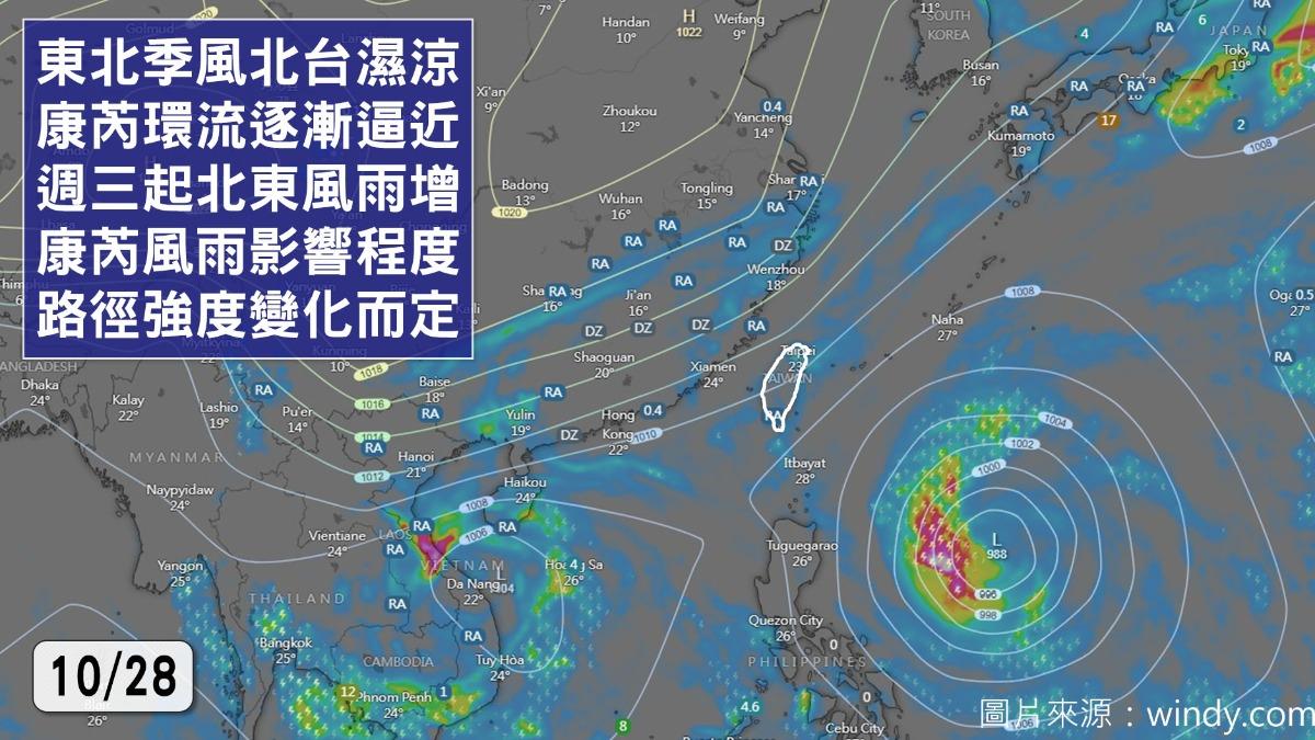 東北季殺到,北部高溫僅有24度。(圖/TVBS)