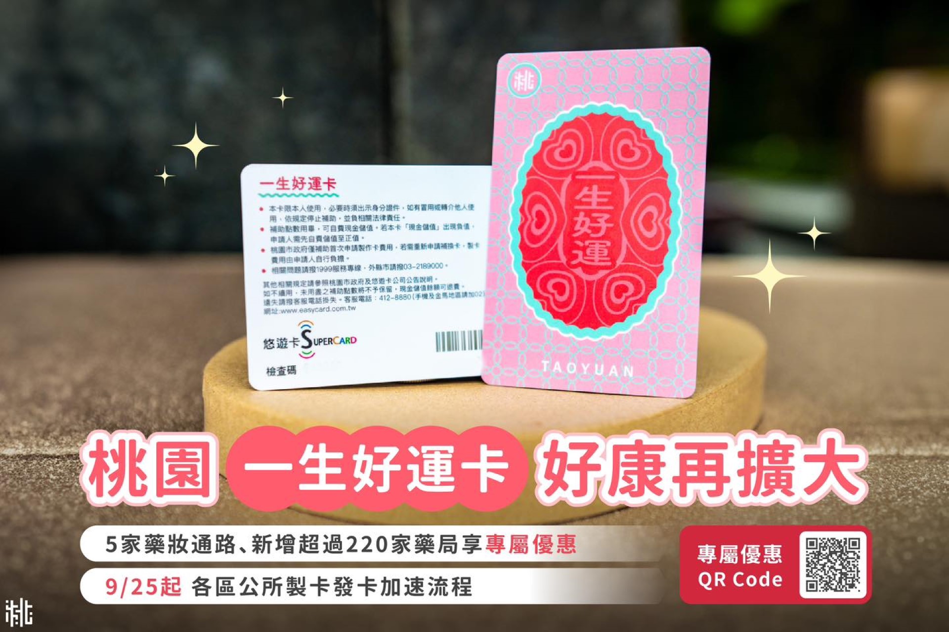▲一生好運卡與藥妝通路合作,保障孕期或產後婦女照護需求。(來源:桃園市政府)