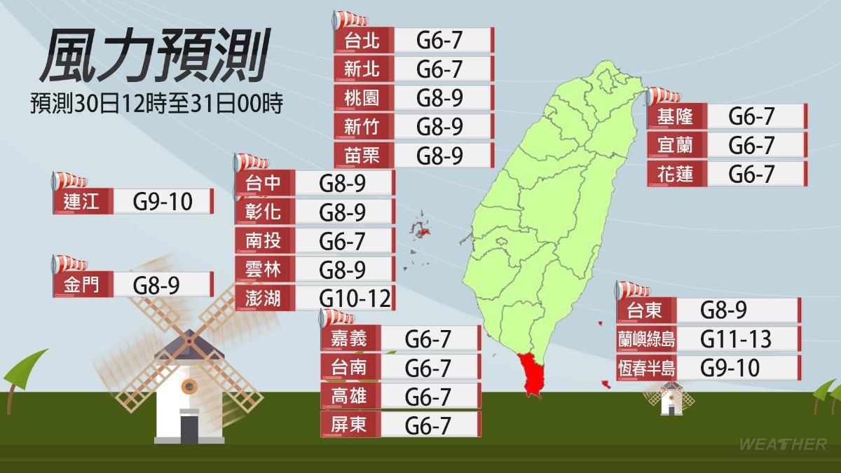 強颱康芮風力預測。（圖／TVBS）