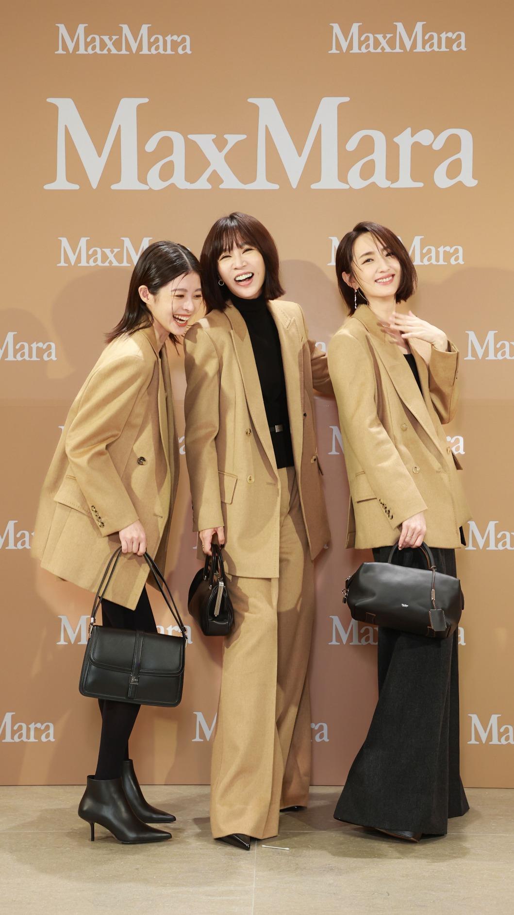 詹子萱(左)、謝盈萱、柯佳嬿出席時尚活動。(圖/Max Mara提供)