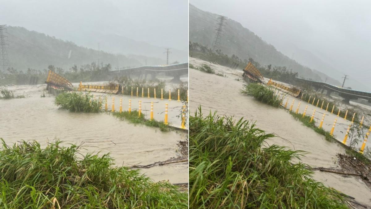 大雨不斷!花蓮明里便道被沖垮 卓溪國小操場慘遭淹沒