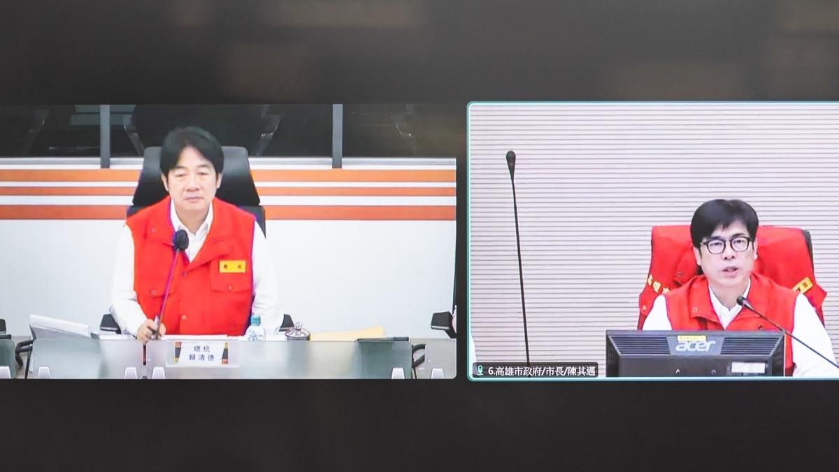 賴清德總統今(31日)上午赴中央應變中心視察,宣布國軍比照中央應變中心一級開設。(圖/總統府提供)