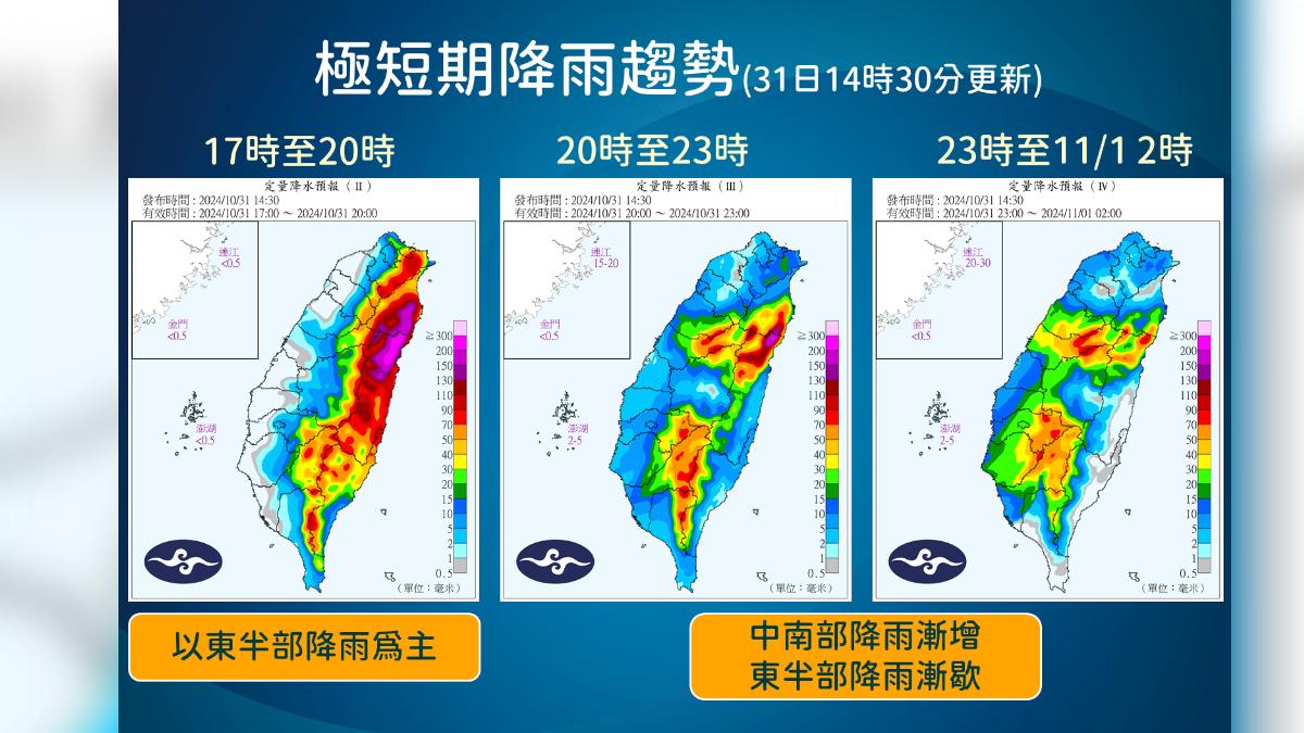 極短期降雨趨勢。(圖/氣象署提供)