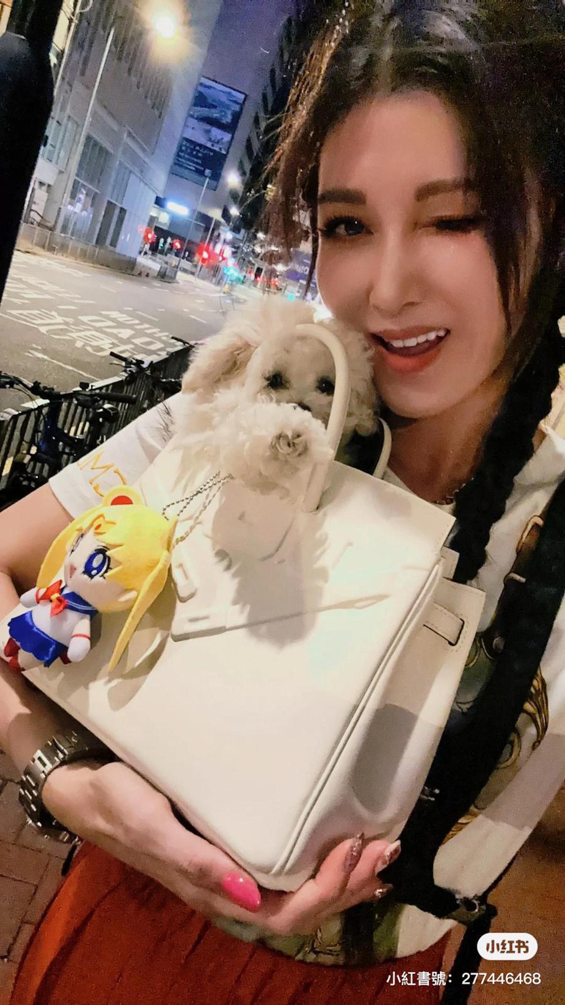 李彩華拎着的是價值約40萬、有「影子包」之稱的Hermès Birkin Shadow Bag。(圖/翻攝自小紅書)