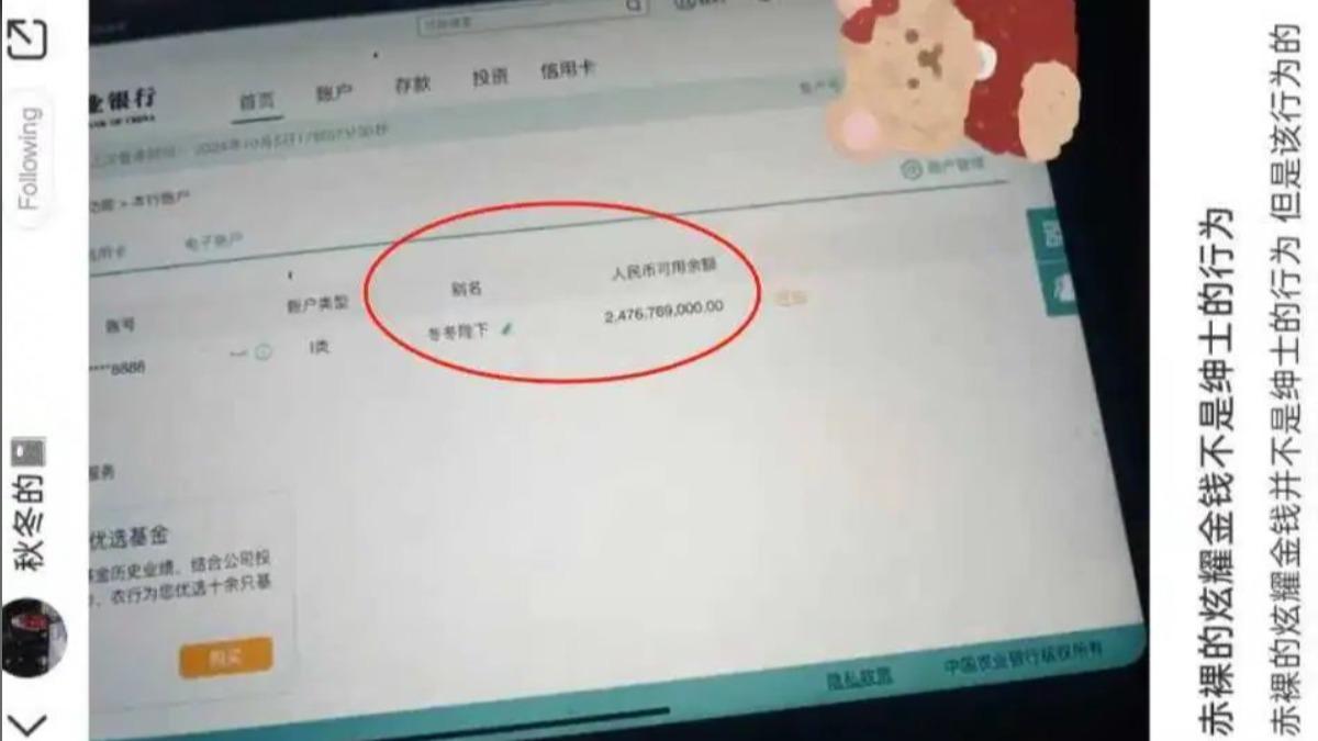該網友炫耀24億存款。(圖/翻攝自知史明智)