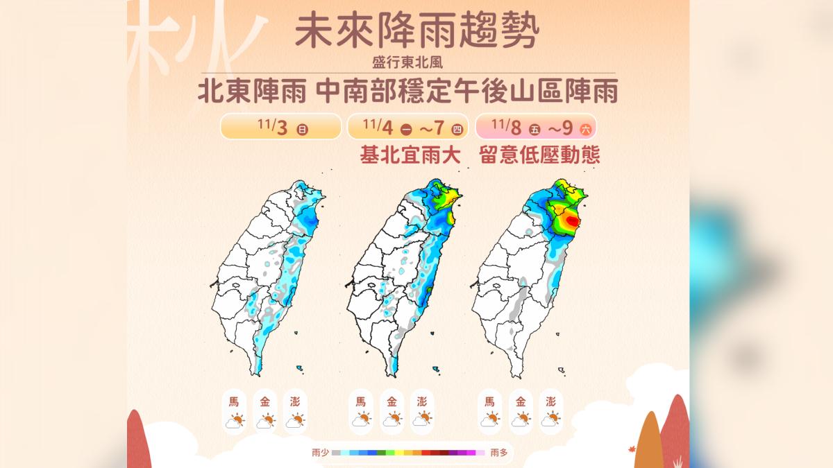 未來降雨趨勢。(圖/氣象署)