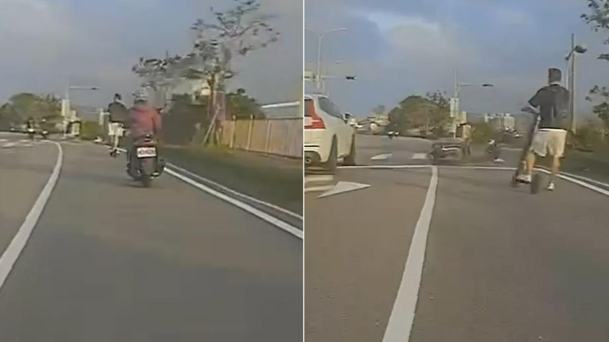 新北男違規騎滑板車上路!害女騎士追撞慘摔昏迷 警方要罰了