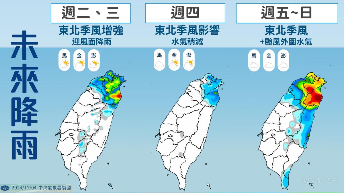 未來一週降雨預估。（圖／中央氣象署）