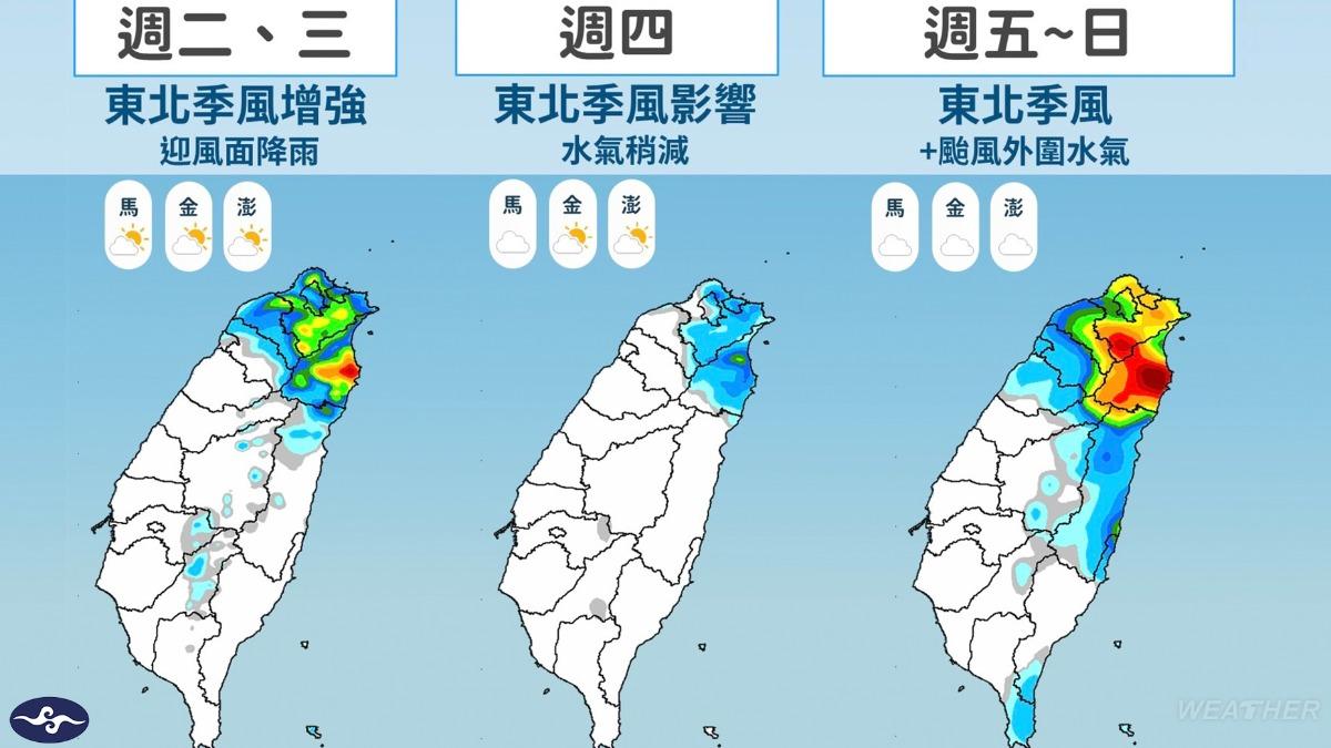 本週天氣變化。(圖/中央氣象署)