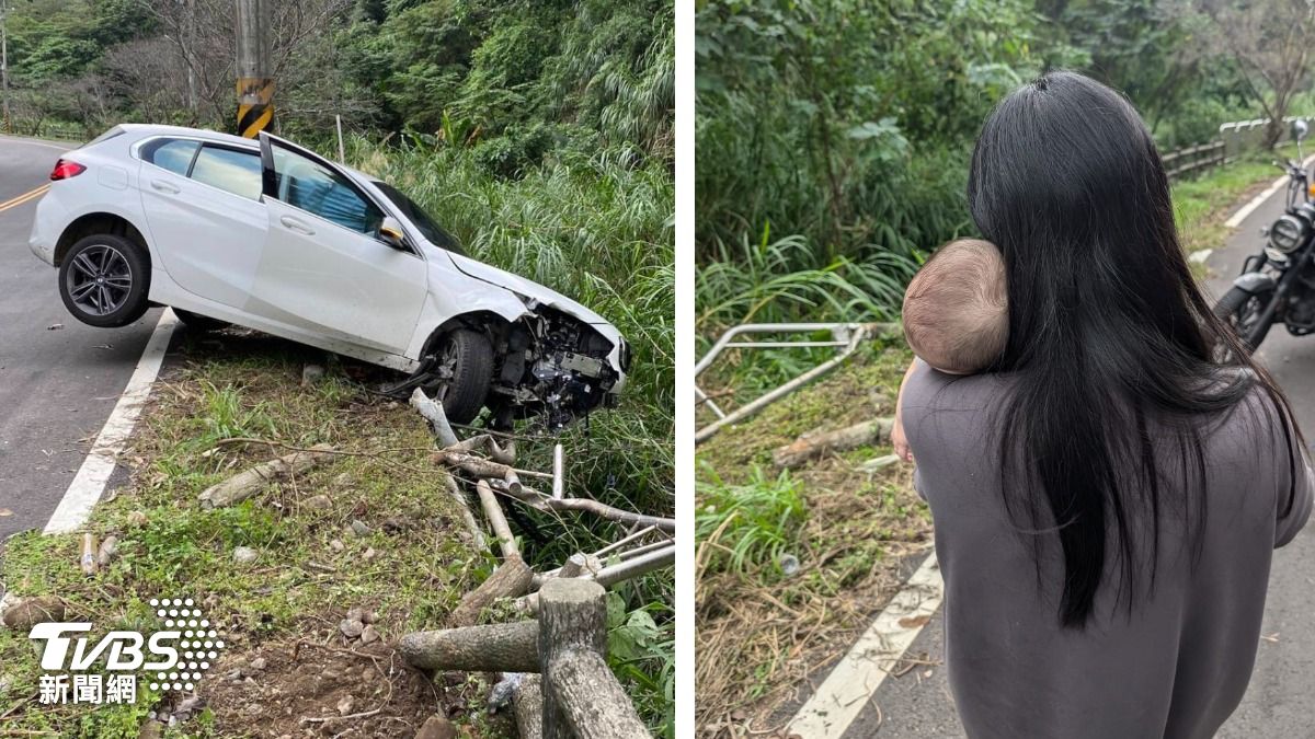 少婦載嫩嬰!開BMW滑邊坡氣囊爆開 跆拳主委經過手刀救人