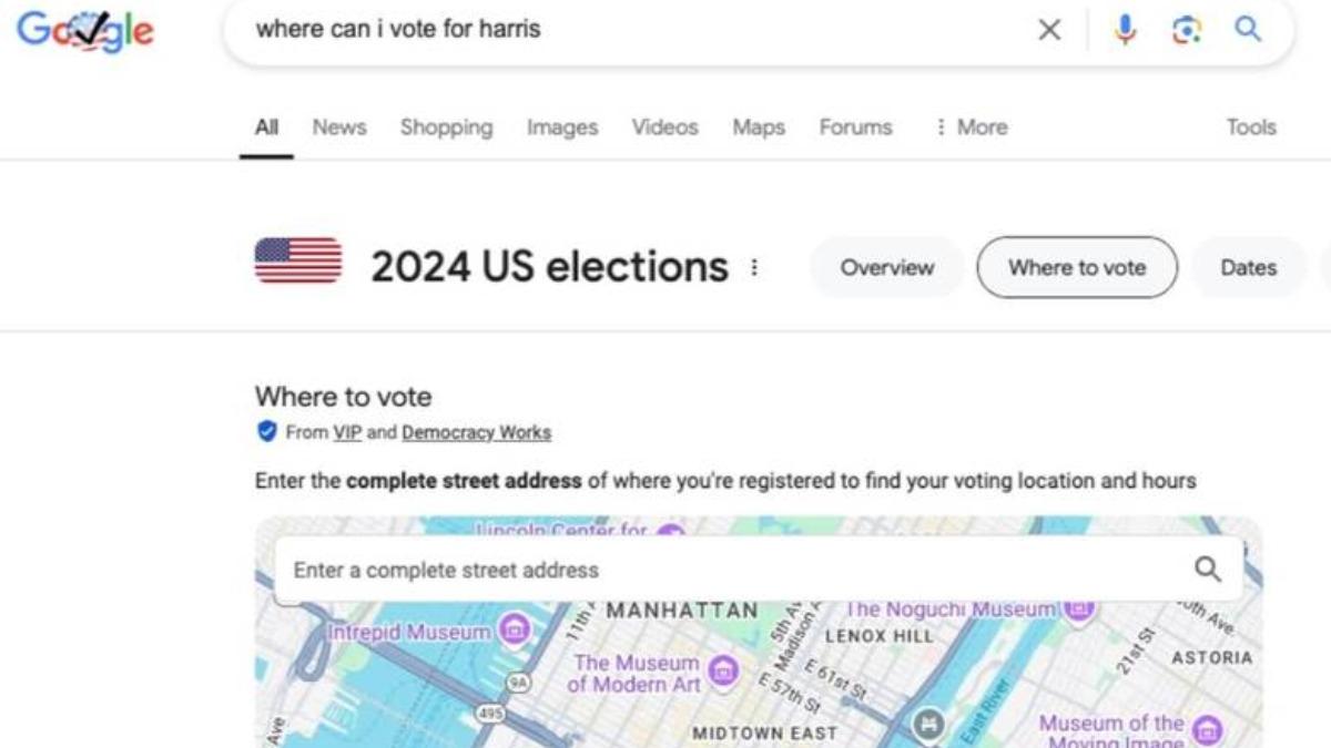 Google「投票地點」搜尋功能出包? 遭疑偏袒賀錦麗