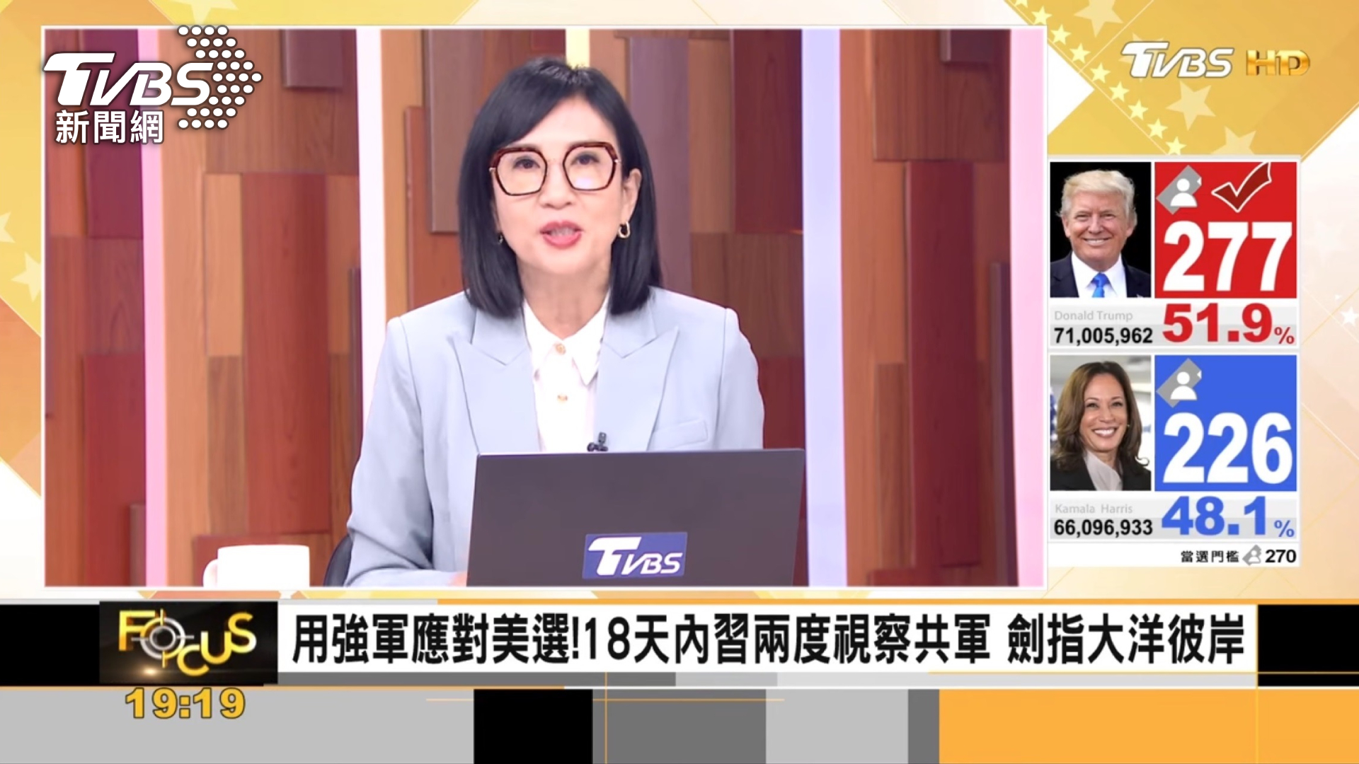 《FOCUS全球新聞》主播方念華,開票日帶來美選權威解析報導(圖/TVBS)